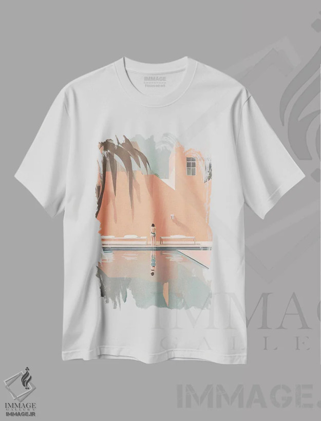 تیشرت سفید طرح دار کالیفرنیا، تزئینی اثر پیج ترنر | فروشگاه ایماژ