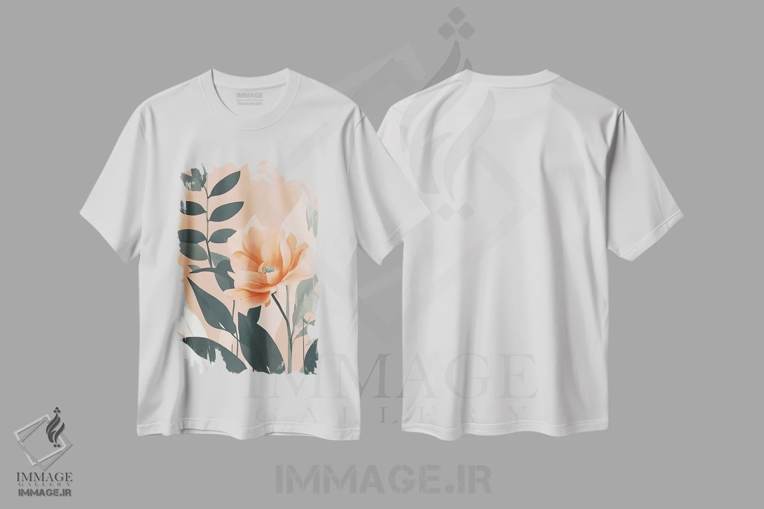 تیشرت سفید طرح دار تصاویر گیاهی هلو، هنر دیجیتال اثر پیج ترنر | immage.ir