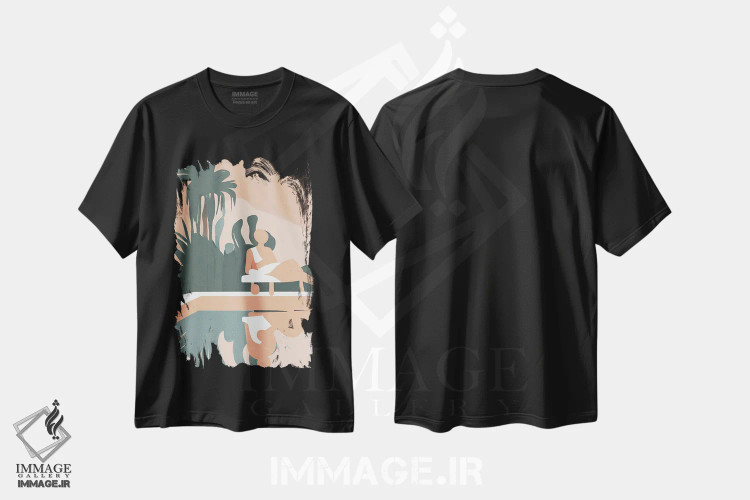 تیشرت مشکی طرح دار کانکون، تزئینی اثر پیج ترنر | فروشگاه ایماژ