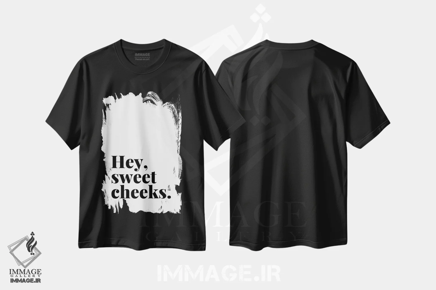 تیشرت مشکی طرح دار نقل قول "سلام گونه های شیرین!"، هنر دیجیتال سیاه و سفید اثر پیج ترنر | فروشگاه ایماژ