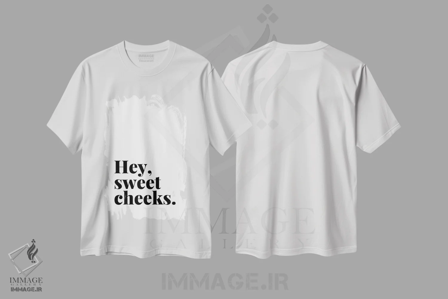 تیشرت سفید طرح دار نقل قول "سلام گونه های شیرین!"، هنر دیجیتال سیاه و سفید اثر پیج ترنر | immage.ir