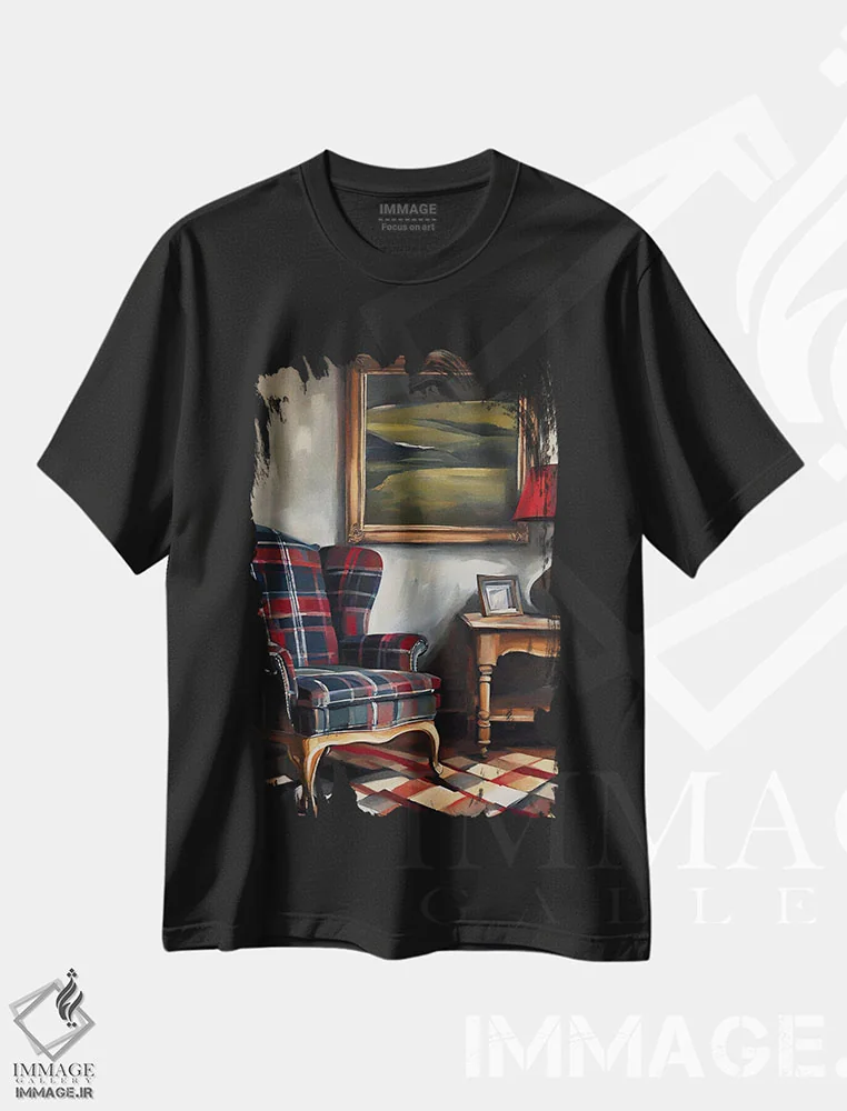 تیشرت مشکی طرح دار سالن شطرنجی، تزئینی اثر پیج ترنر | immage.ir