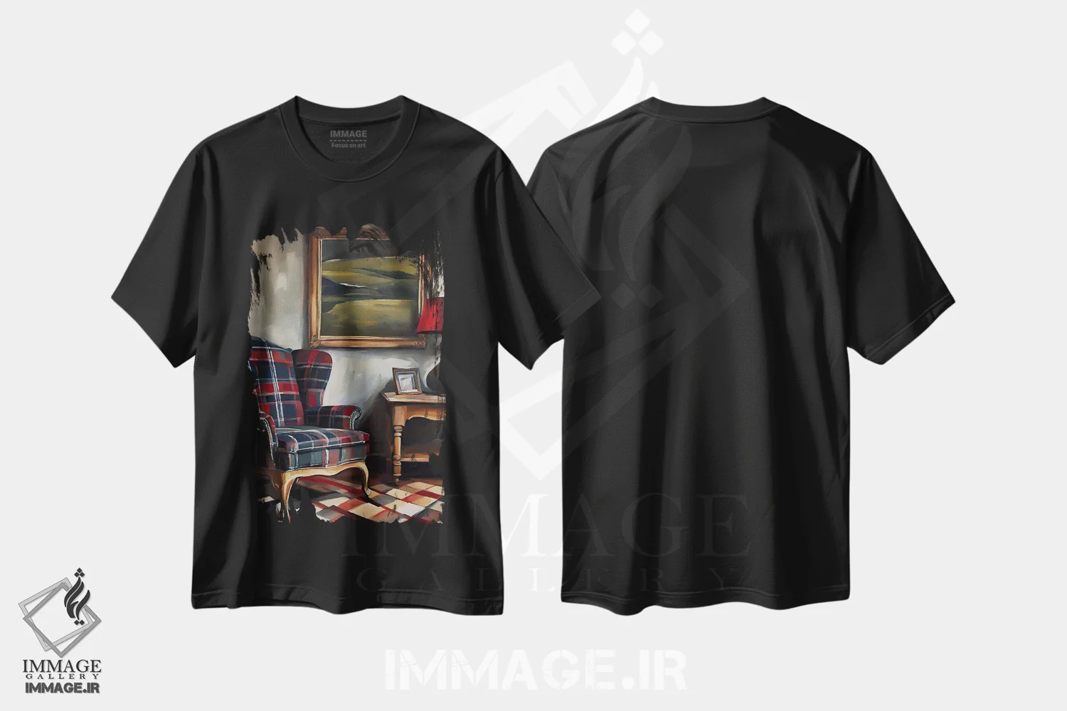 تیشرت مشکی طرح دار سالن شطرنجی، تزئینی اثر پیج ترنر | immage.ir