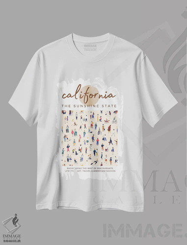 تیشرت سفید طرح دار کالیفرنیا ایالت آفتاب، هنر دیجیتال اثر پیج ترنر | فروشگاه ایماژ