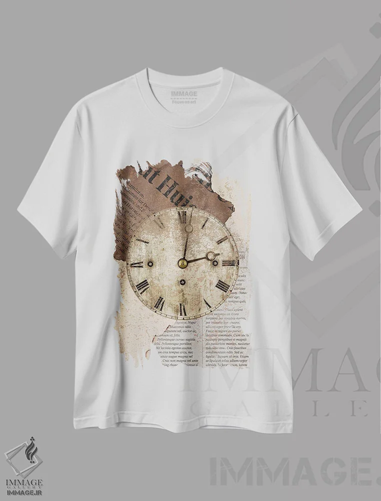 تیشرت سفید طرح دار کتابخانهٔ زمان، هنر دیجیتال اثر پیج ترنر | فروشگاه ایماژ