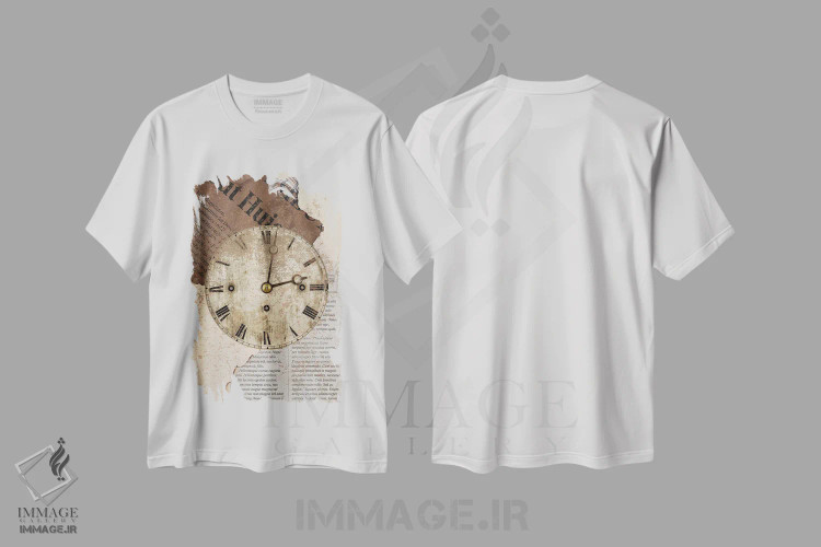تیشرت سفید طرح دار کتابخانهٔ زمان، هنر دیجیتال اثر پیج ترنر | فروشگاه ایماژ