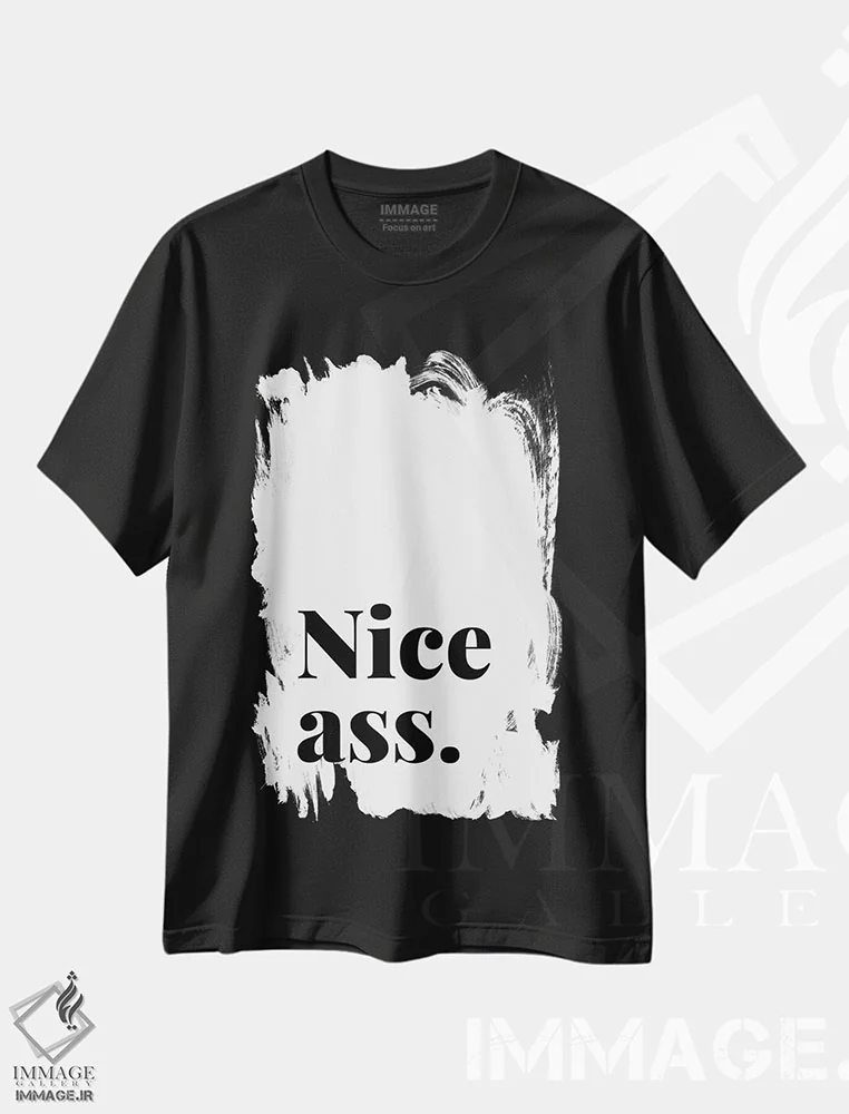 تیشرت مشکی طرح دار نقل قول "باسن خوشگل"، هنر دیجیتال سیاه و سفید اثر پیج ترنر | فروشگاه ایماژ