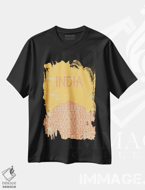 تیشرت مشکی طرح دار هند، هنر دیجیتال اثر پیج ترنر | فروشگاه ایماژ