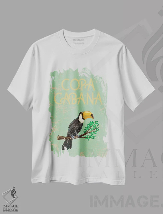 تیشرت سفید طرح دار کوپاکابانا، هنر دیجیتال اثر پیج ترنر | فروشگاه ایماژ