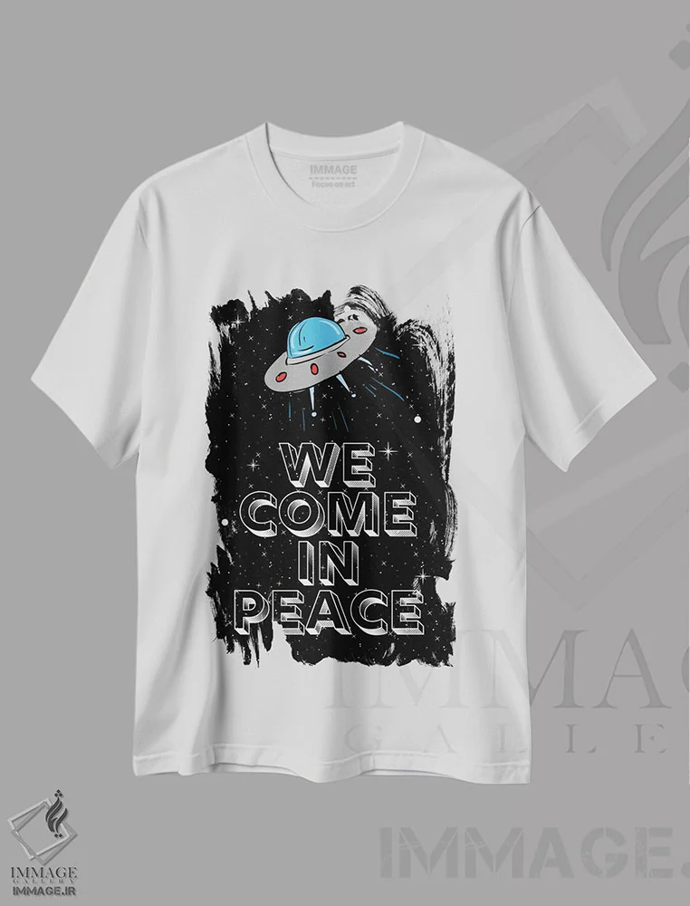 تیشرت سفید طرح دار ما با صلح آمده ایم، هنر دیجیتال اثر پیج ترنر | immage.ir