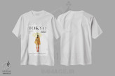 تیشرت سفید طرح دار جلد مجله مد توکیو ژاپن با دختری با چتر، دکور آسیایی اثر پیج ترنر | immage.ir