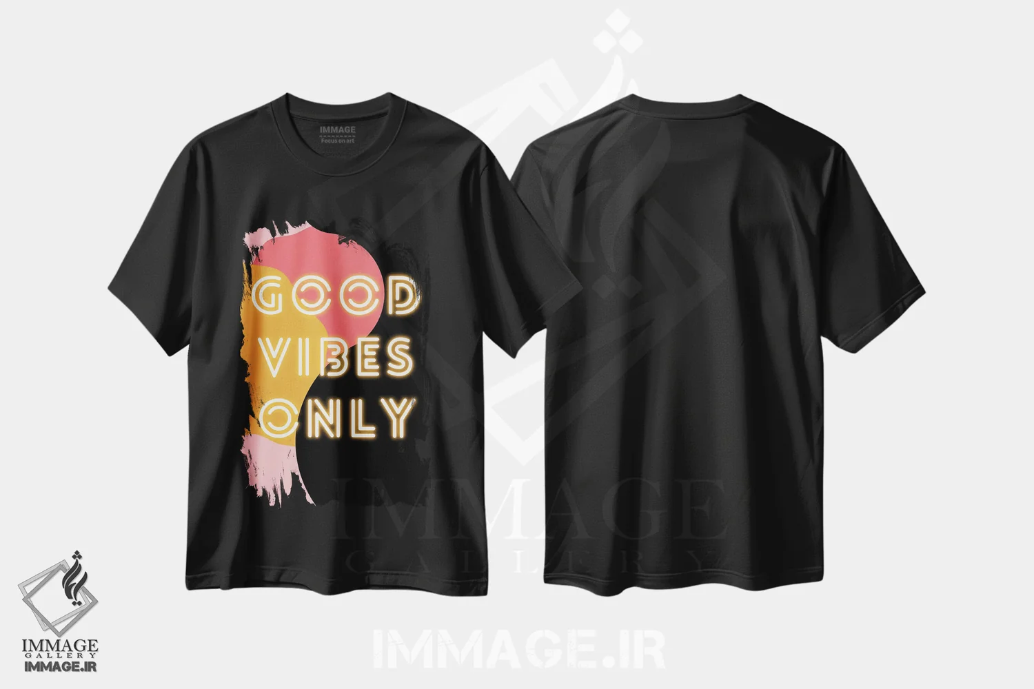 تیشرت مشکی طرح دار "فقط انرژی مثبت نئونی" در صورتی رترو، هنر دیجیتال اثر پیج ترنر | immage.ir