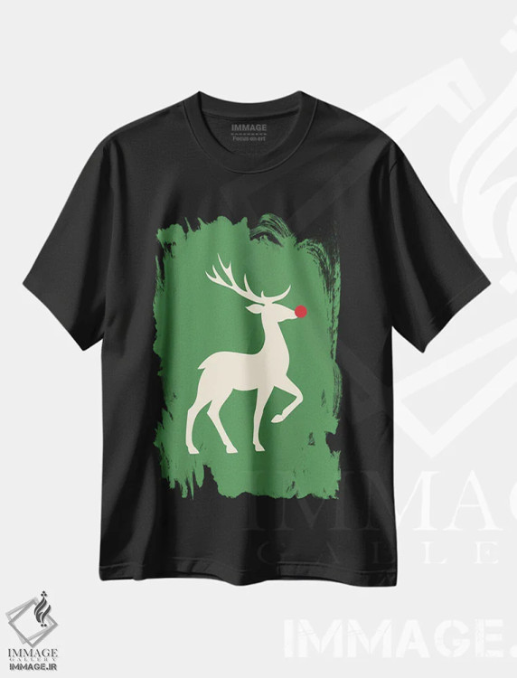 تیشرت مشکی طرح دار کریسمس طبیعی، حیوانات کریسمسی اثر پیج ترنر | فروشگاه ایماژ