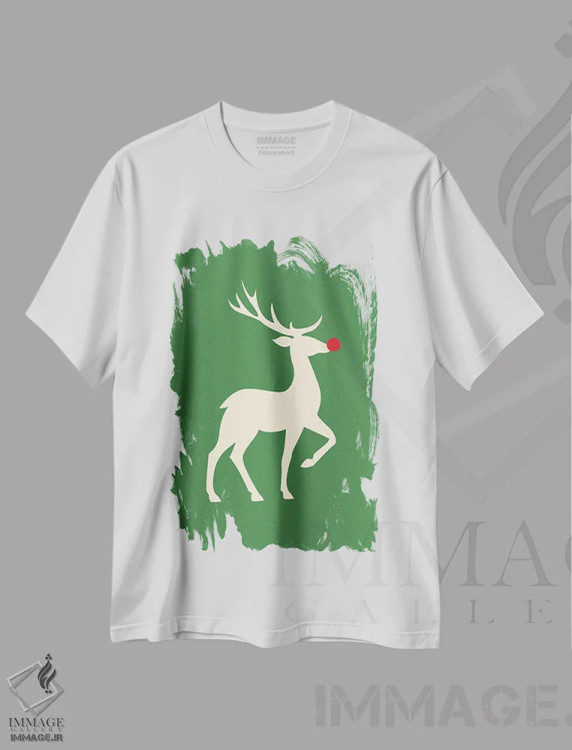 تیشرت سفید طرح دار کریسمس طبیعی، حیوانات کریسمسی اثر پیج ترنر | immage.ir