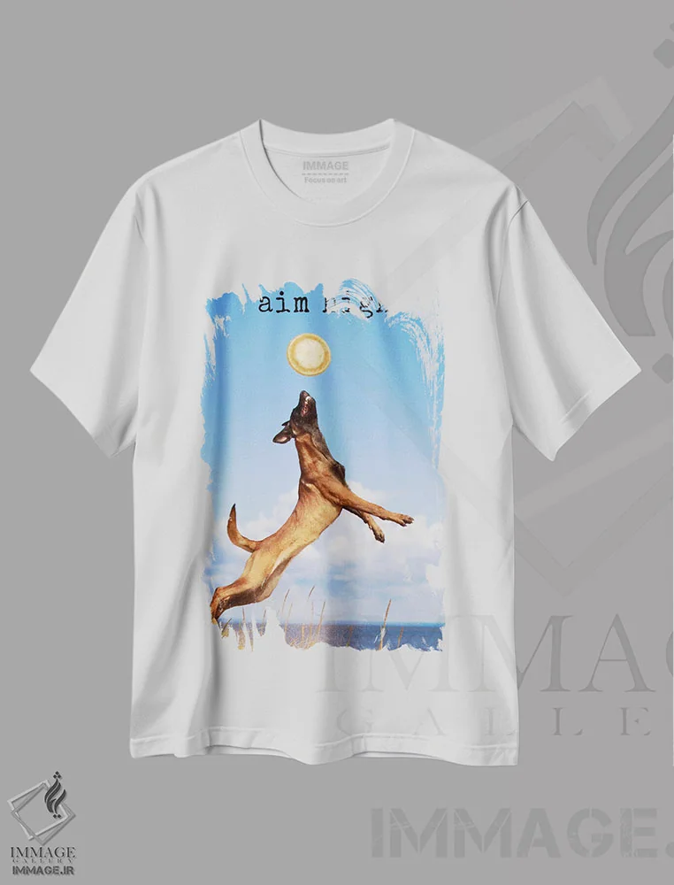 تیشرت سفید طرح دار هدف را بالا بگیر، مدیوم اثر داگ ایز گود اند کت ایز گود | فروشگاه ایماژ