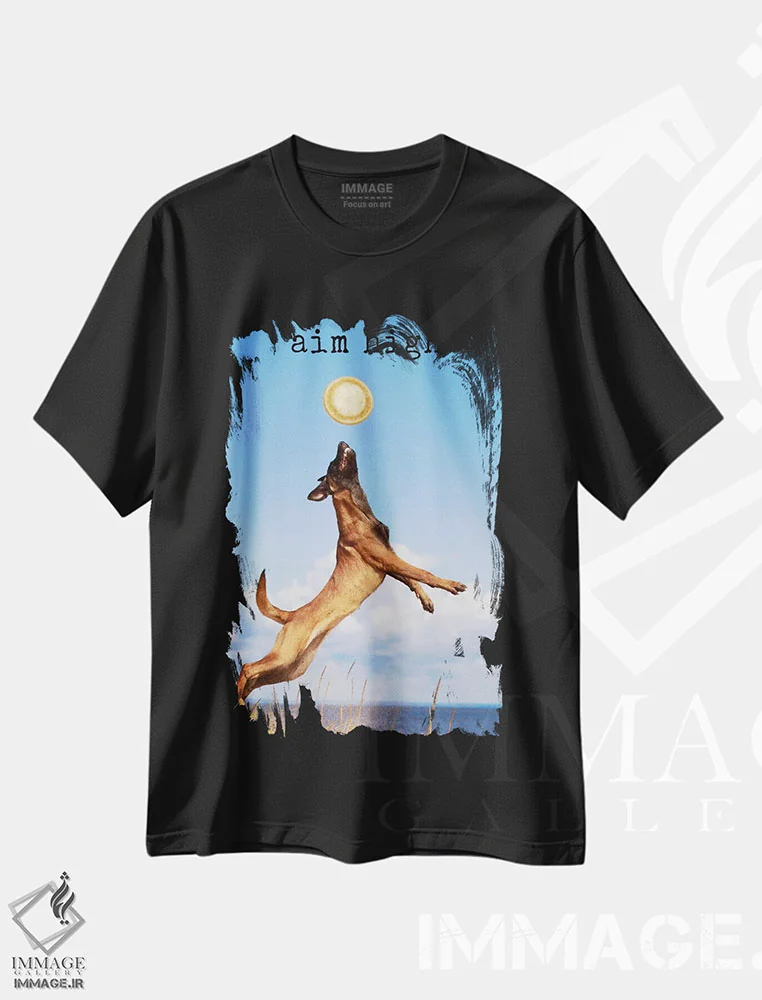 تیشرت مشکی طرح دار هدف را بالا بگیر، مدیوم اثر داگ ایز گود اند کت ایز گود | immage.ir