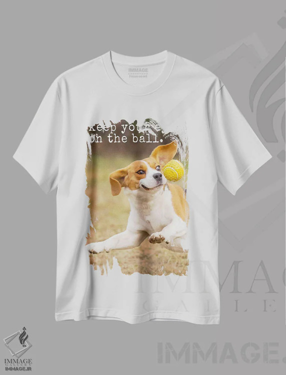 تیشرت سفید طرح دار چشم به توپ، مدیوم اثر داگ ایز گود اند کت ایز گود | immage.ir