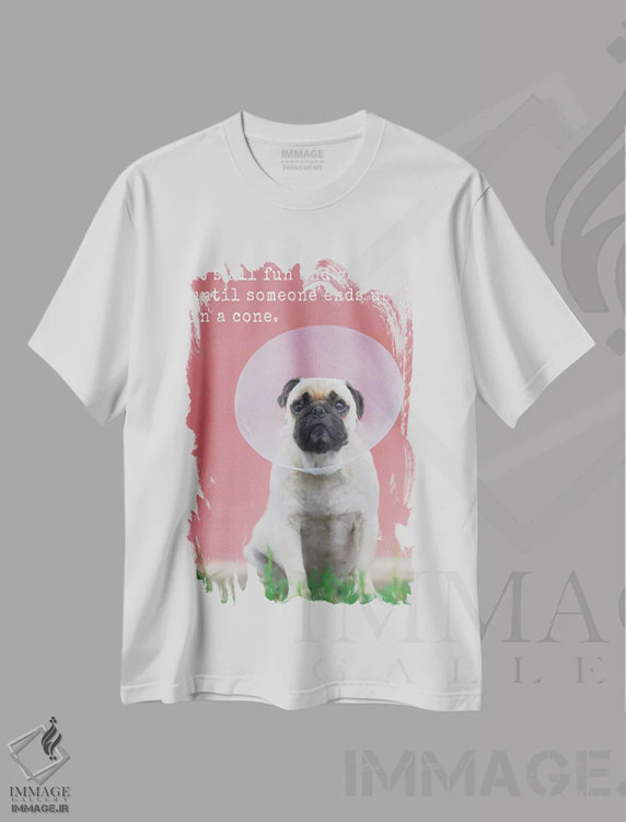 تیشرت سفید طرح دار تفریح و بازی، مدیوم اثر داگ ایز گود اند کت ایز گود | فروشگاه ایماژ