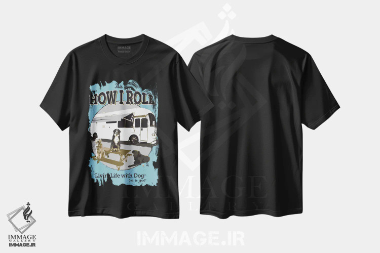 تیشرت مشکی طرح دار سبک زندگی من با کاروان، هنر دیجیتال اثر داگ ایز گود اند کت ایز گود | immage.ir