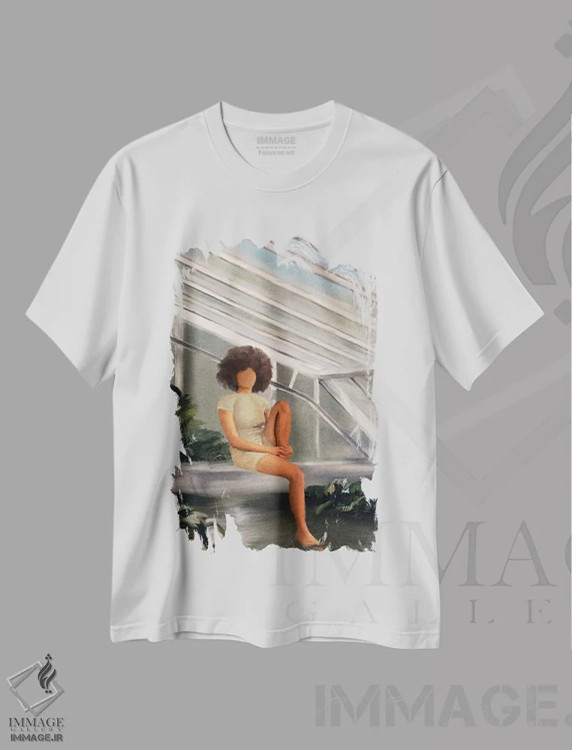 تیشرت سفید طرح دار استراحت در گلخانه، هنر آمریکایی آفریقایی تبار اثر اندیله | فروشگاه ایماژ