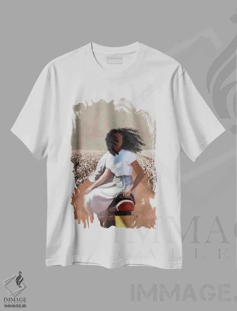 تیشرت سفید طرح دار آزاد، هنر آمریکایی آفریقایی تبار اثر اندیله | immage.ir