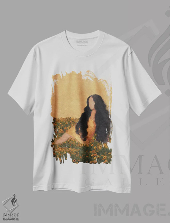 تیشرت سفید طرح دار باغ پرتقال، هنر آمریکایی آفریقایی تبار اثر اندیله | immage.ir