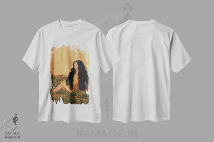 تیشرت سفید طرح دار باغ پرتقال، هنر آمریکایی آفریقایی تبار اثر اندیله | immage.ir
