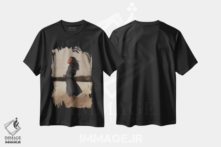 تیشرت مشکی طرح دار در باد، هنر آمریکایی آفریقایی تبار اثر اندیله | فروشگاه ایماژ