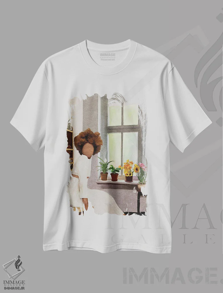 تیشرت سفید طرح دار تابستان، هنر آمریکایی آفریقایی تبار اثر اندیله | immage.ir
