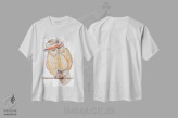 تیشرت سفید طرح دار جغد جَزی، تزئینی اثر دیان آرت | immage.ir