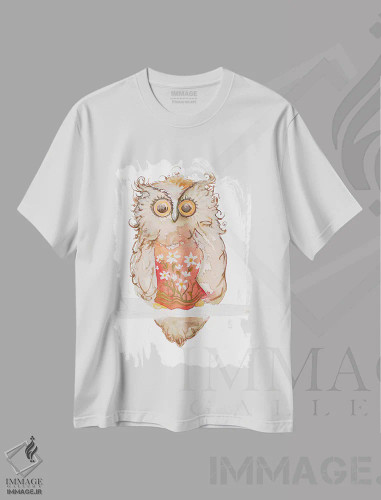تیشرت سفید طرح دار جغد صبحگاهی، هنر دیجیتال اثر دیان آرت | فروشگاه ایماژ