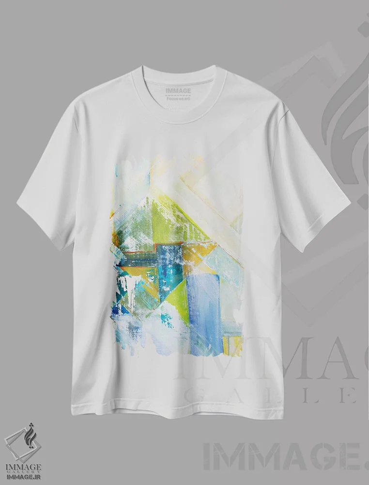 تیشرت سفید طرح دار انتزاعی نمای تابستان II، آبستره اثر دیان آرت | immage.ir