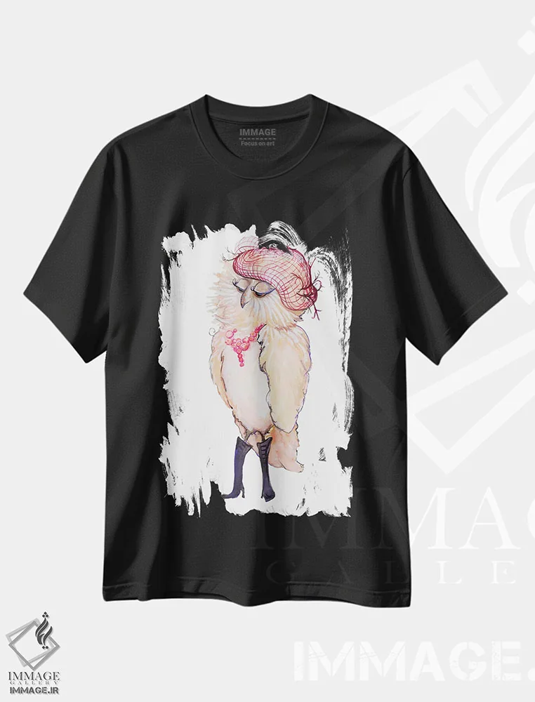 تیشرت مشکی طرح دار جغد خوش پوش، تزئینی اثر دیان آرت | immage.ir