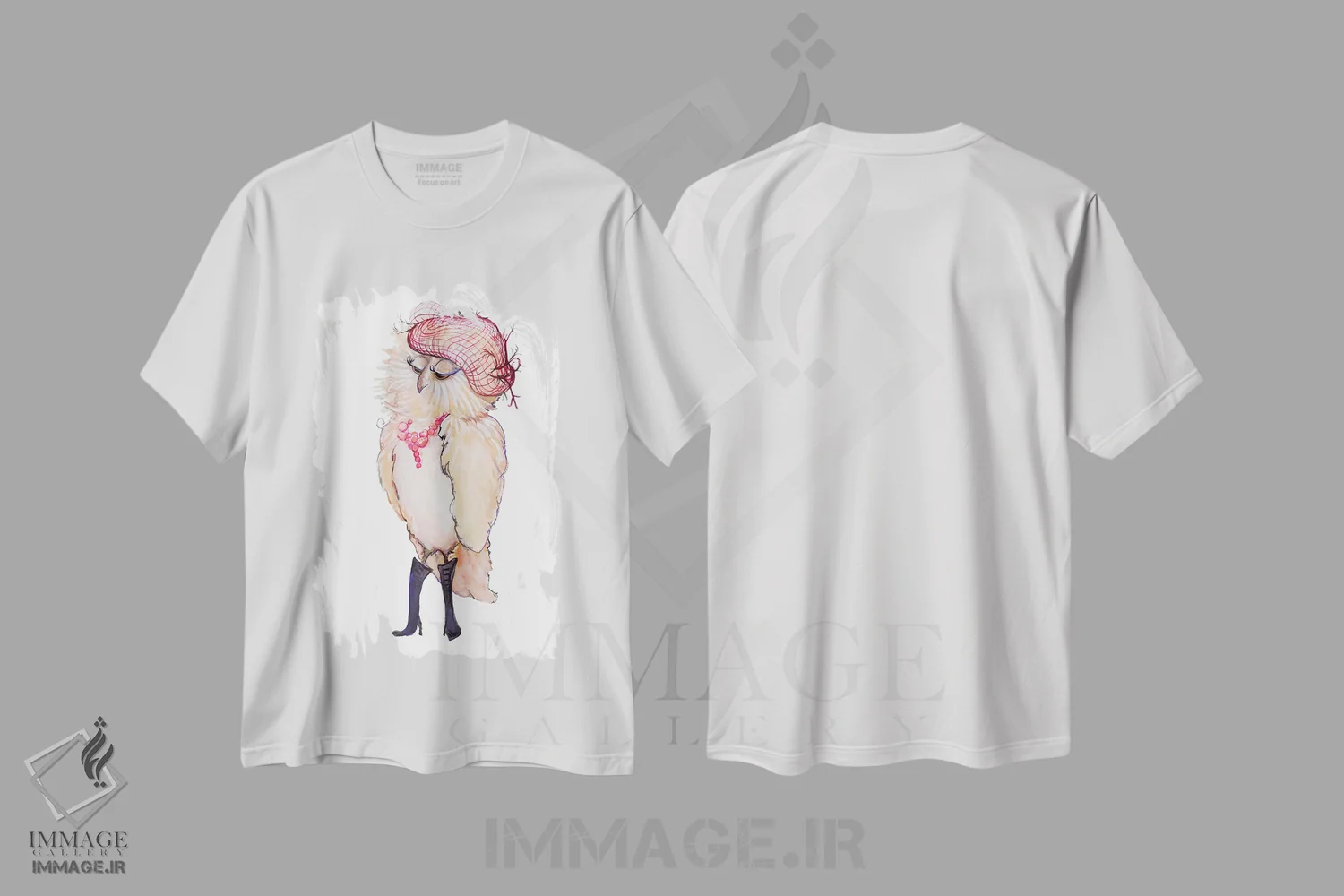 تیشرت سفید طرح دار جغد خوش پوش، تزئینی اثر دیان آرت | فروشگاه ایماژ
