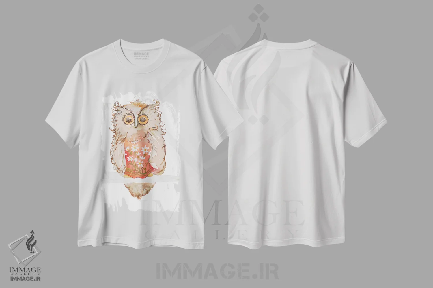 تیشرت سفید طرح دار جغد صبحگاهی، هنر دیجیتال اثر دیان آرت | فروشگاه ایماژ