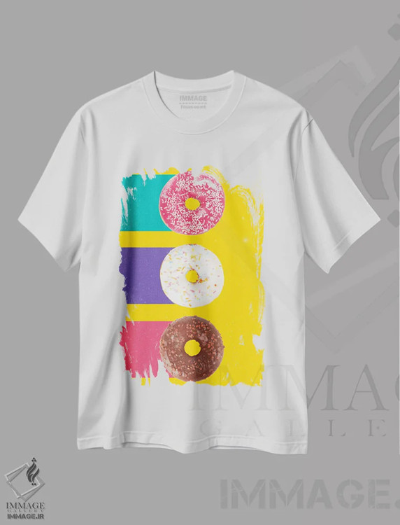 تیشرت سفید طرح دار دونات ها، هنر فاخر معاصر اثر دنی ایوان | immage.ir