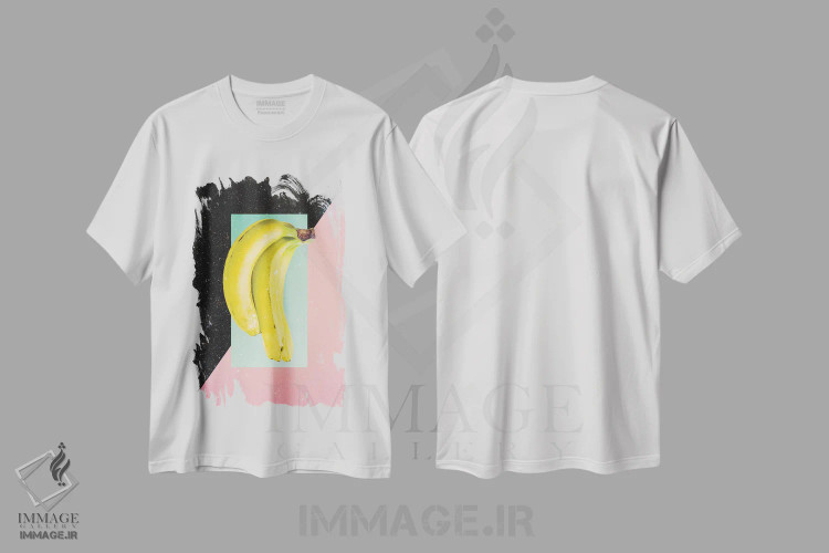تیشرت سفید طرح دار موز بخور، هنر فاخر معاصر اثر دنی ایوان | فروشگاه ایماژ
