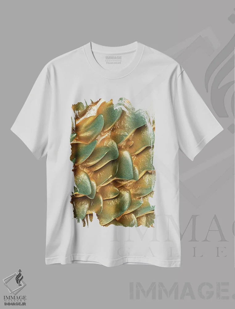 تیشرت سفید طرح دار سنگ طلایی اثر دنی ایوان | immage.ir