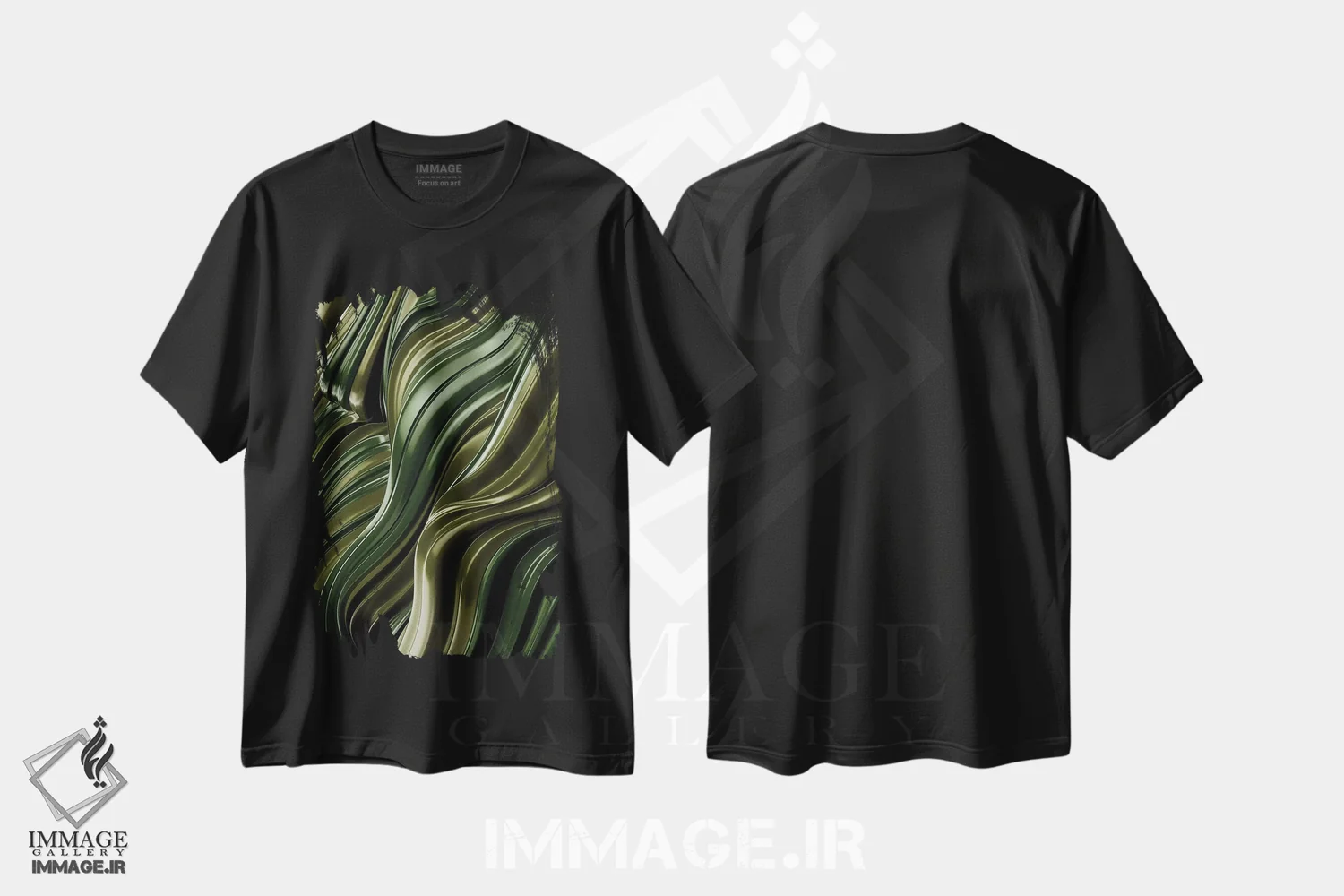 تیشرت مشکی طرح دار موج سبز، عمودی اثر دنی ایوان | فروشگاه ایماژ
