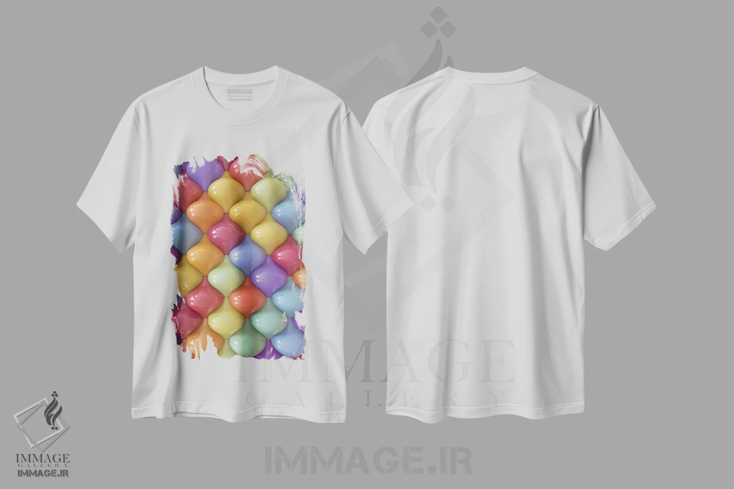 تیشرت سفید طرح دار الگوی بیضی، آبستره اثر دنی ایوان | فروشگاه ایماژ