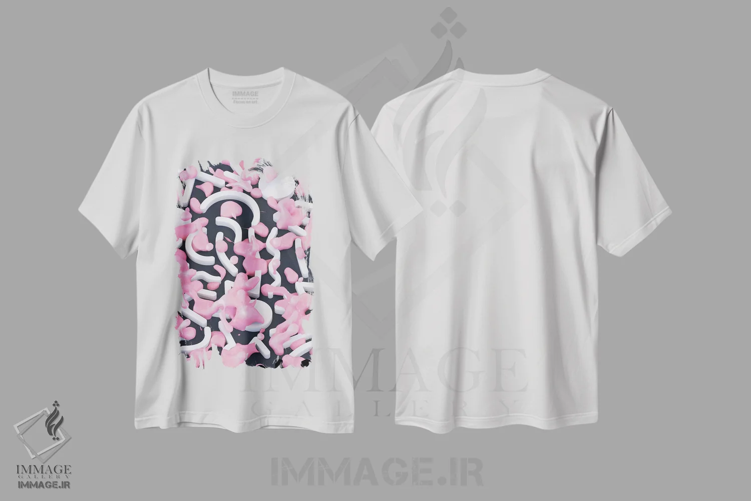 تیشرت سفید طرح دار الگوی حباب صورتی اثر دنی ایوان | فروشگاه ایماژ