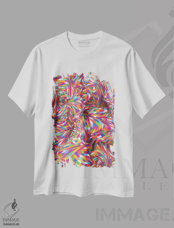 تیشرت سفید طرح دار چشم انداز روان اثر دنی ایوان | immage.ir