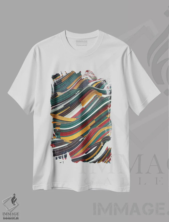 تیشرت سفید طرح دار جریان کاشی ها اثر دنی ایوان | immage.ir