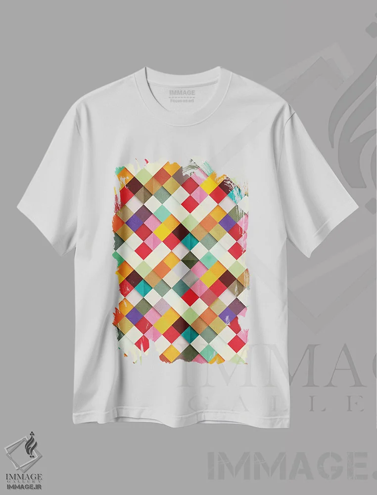 تیشرت سفید طرح دار این را منتقل کن، آبستره اثر دنی ایوان | فروشگاه ایماژ
