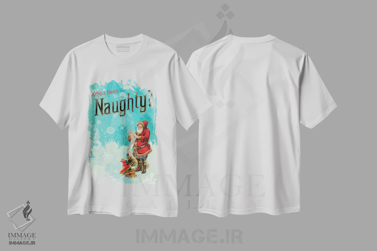 تیشرت سفید طرح دار کریسمس رنگارنگ VI، هنر دیجیتال اثر دوریوِی | فروشگاه ایماژ
