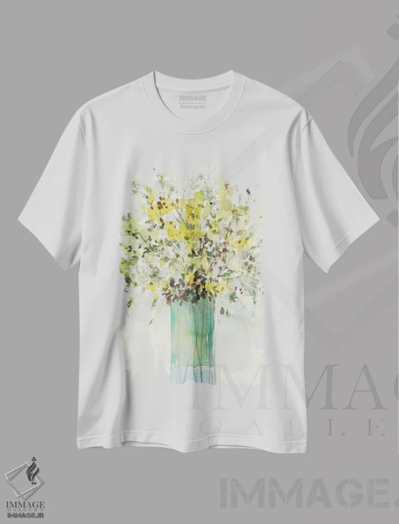 تیشرت سفید طرح دار گلدان بلند II، دکور روستایی اثر ساموئل دیکسون | immage.ir