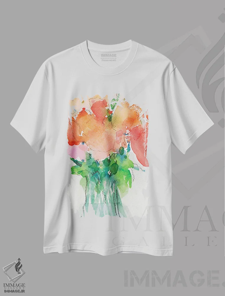 تیشرت سفید طرح دار دسته گل شاد II، مدیوم اثر ساموئل دیکسون | immage.ir