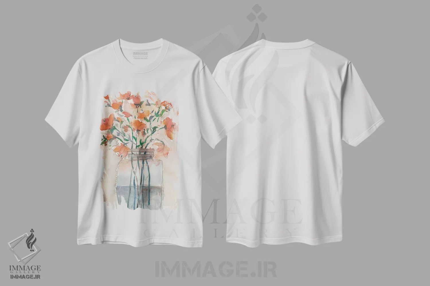 تیشرت سفید طرح دار گل ها در شیشه II، مدیوم اثر ساموئل دیکسون | فروشگاه ایماژ