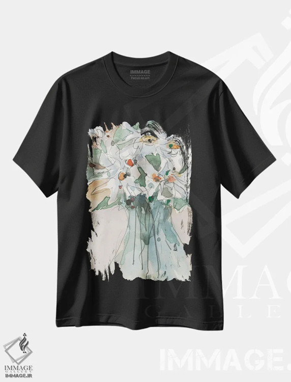 تیشرت مشکی طرح دار دید گل داوودی I، دکور روستایی اثر ساموئل دیکسون | فروشگاه ایماژ