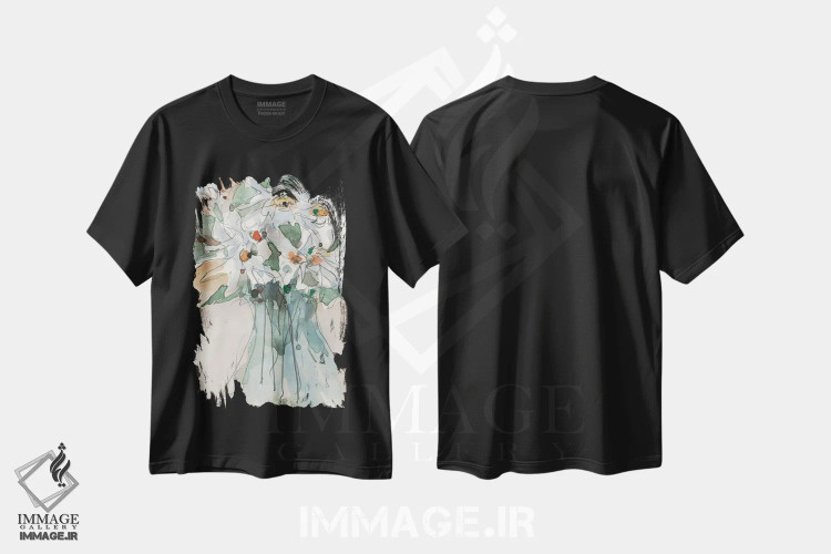 تیشرت مشکی طرح دار دید گل داوودی I، دکور روستایی اثر ساموئل دیکسون | فروشگاه ایماژ